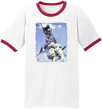 Pop Threads Silver Warrior by Frank Frazetta Art Graphic Tee T-Shirt for Men