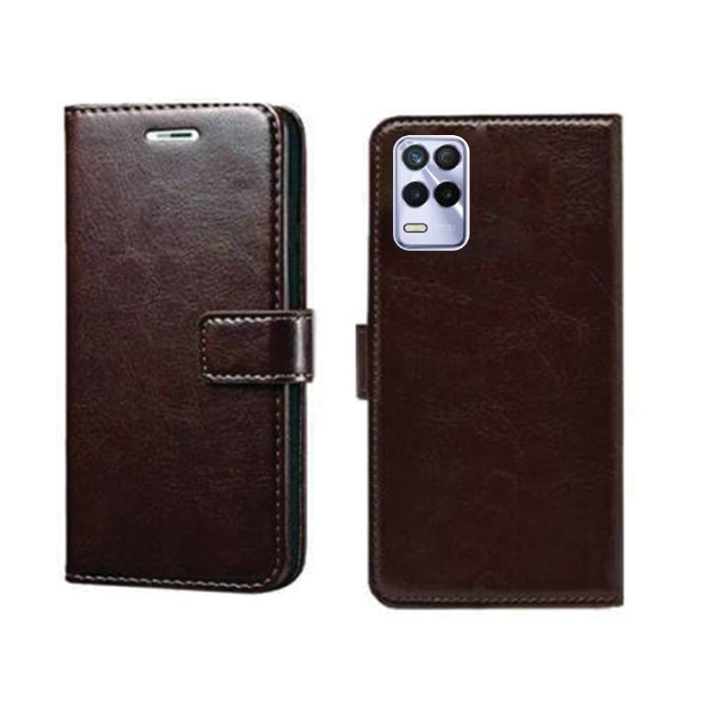 Pinaaki Enterprises Realme 8s 5G Flip Case | Premium Leather Finish Flip Cover | with Card Pockets | Wallet Stand |Complete Protection Flip Cover for Realme 8s 5G - Coffee (B09JP6PPZY) Amazon Price History, Amazon Price Tracker