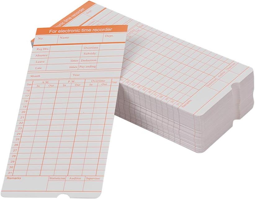 DOYO Time Card 2-Sided Monthly Format Size 7.4 * 3.3 Inch for Employee Attendance Various Time Clock Recorder Machine, 100pcs/ Pack