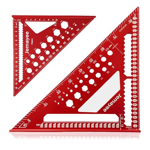 Juego de ángulos de Carpintero Escuadra Carpintero Cuadrado de Carpintero de 180mm+300mm Multifuncional Regla Triangular Métrica de Aluminio para Carpinteros Techadores e Ingenieros