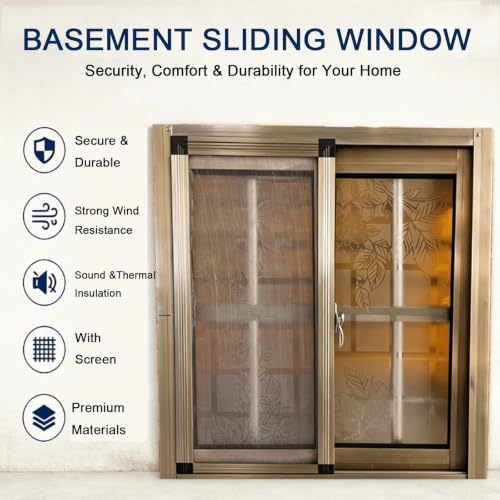 Ventana de aluminio para sótano con cristal templado esmerilado de alta resistencia 3