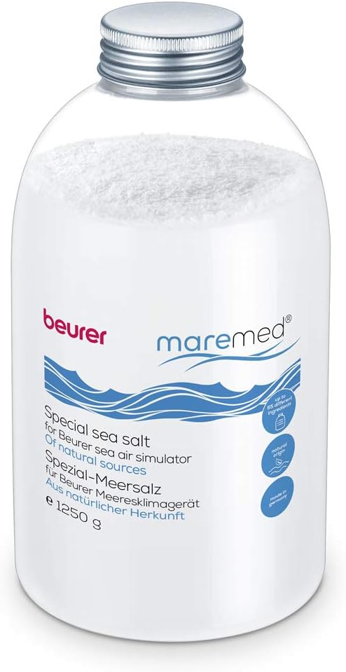 Beurer Sal marina especial 1250 g para usar con el dispositivo de clima marino maremed MK 500, más de 65 oligoelementos, incluye vaso medidor para una mejor dosificación