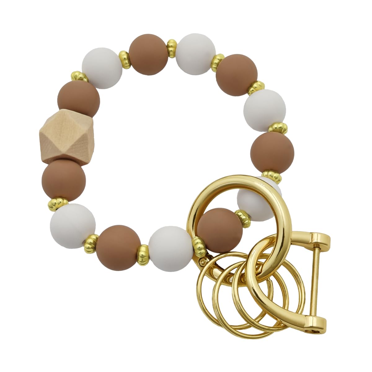 AkiliBIELY Black Silicone Beaded Keychain Wristlet Cow Print Tassels White Silicone Beads Key Chain for Wallet Car