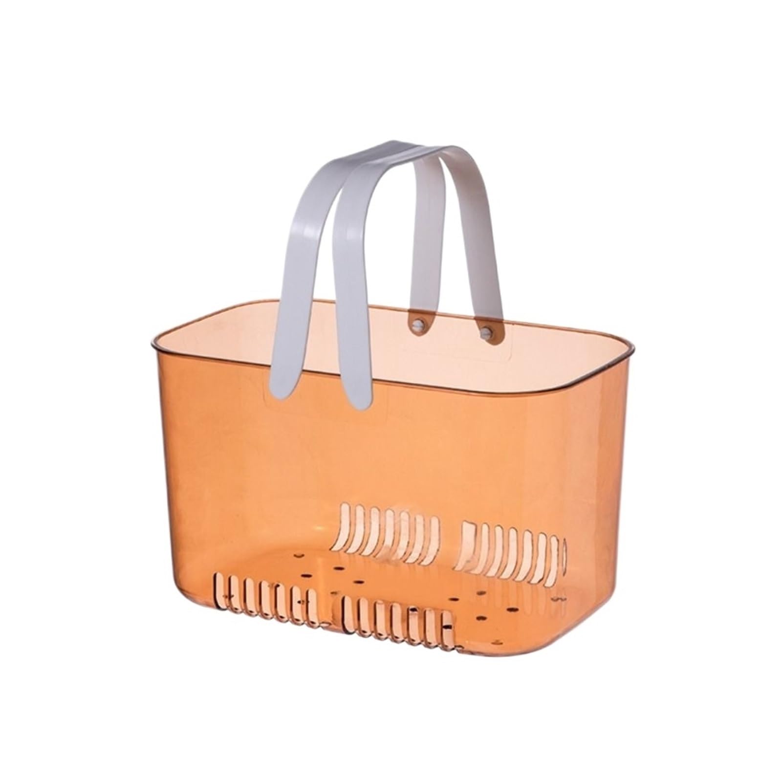 XVDRFSD Shower Caddy Portable Bottom Hollow Bathroom Storage Basket With Transparent Handles Portable Swim Easy To Drain Durable(Orange)