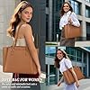 RAINSMORE Handtasche Damen 15,6 Zoll, Shopper Tasche Tote Bag Damen Groß mit Clutch, PU Leder Aktentasche Laptoptasche für Business, Schule, Arbeit, Braun #1