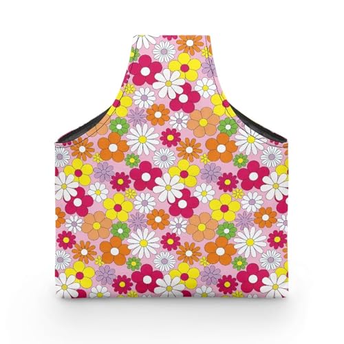 Image of ZUXONGSY Colorful Daisy Yarn Bag for Knitting Pink Knitting Crochet Tote Bag for Women Yarn Tote Handbags for Crocheting