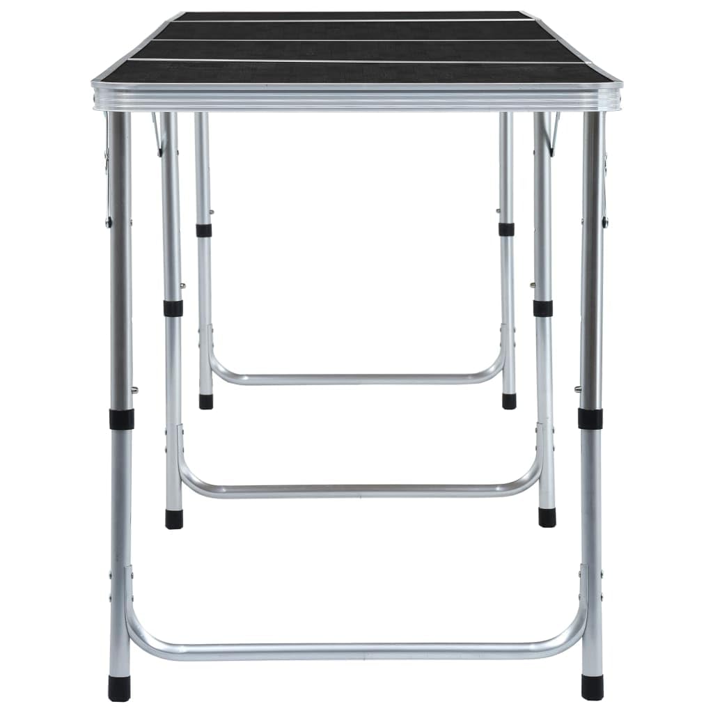 Klappbarer Campingtisch Grau Aluminium 120x Höhenverstellbar Tragbar Outdoor Garten Picknick Campingausrüstung