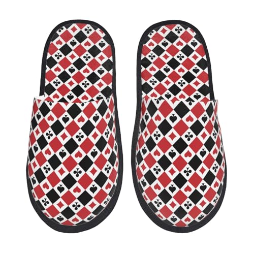 Playing Cards Print Women Slippers Home Furry Shoes Keep Men Couples Shoes Warm For Women-Medium