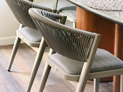 Image of PURPLE LEAF Outdoor Dining Chair 2 Pieces All-Weather Wicker Grey