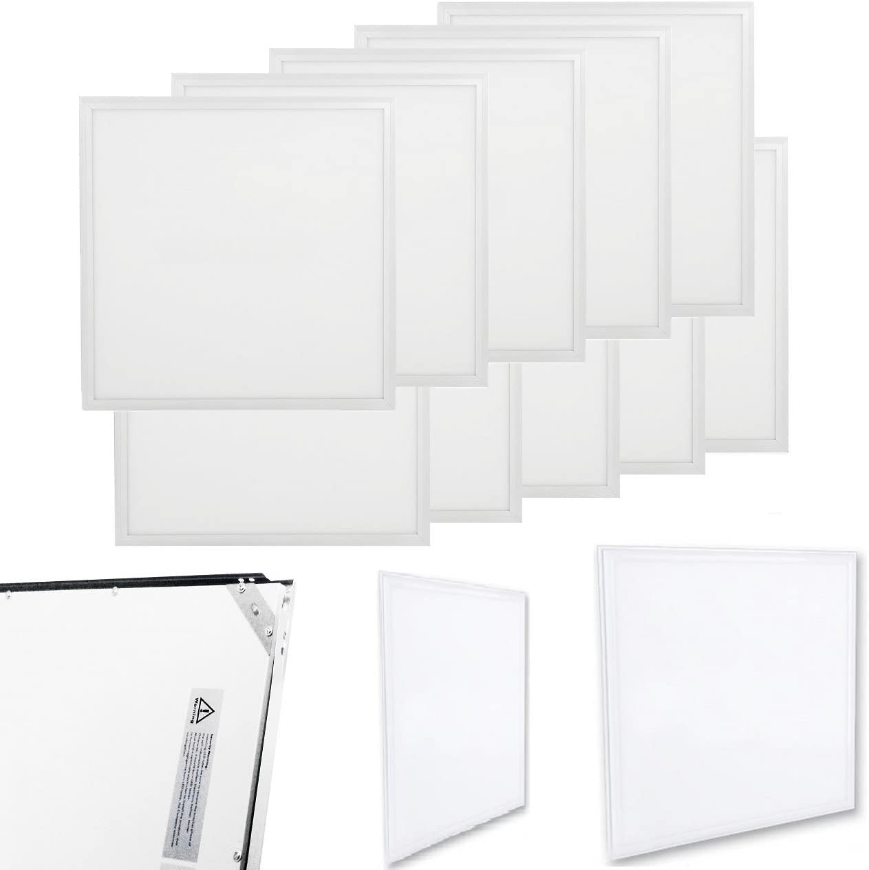 openspaceshop KIT 10 PANNELLI LAMPADA PANNELLO A LED 48W QUADRATO 60X60 CM PLAFONIERA AD INCASSO LUCE BIANCA FREDDA 6000-7500° K