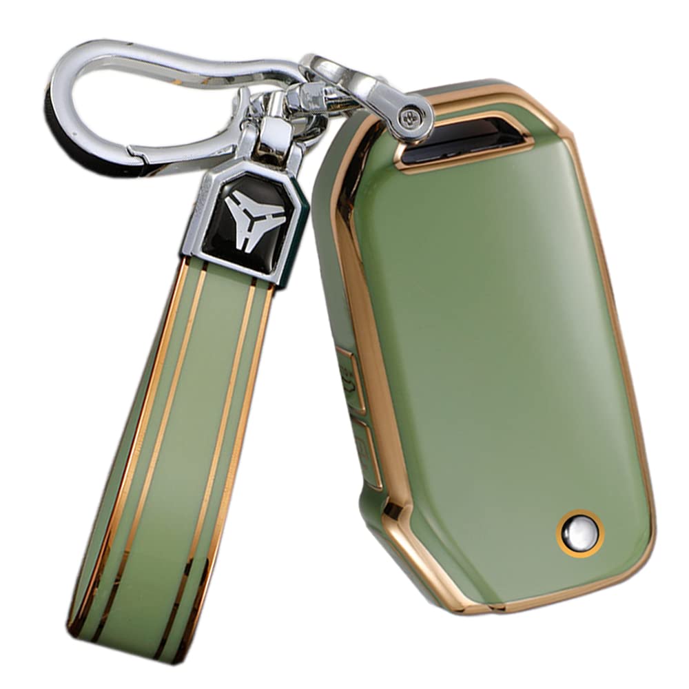ontto 3-Button Key Fob Protector with Keychain Compatible with Kia Flip Folding Remote Soft TPU Key Skin Case for Seltos Forte Niro Sportage LX Soul Sorento Telluride K5 K3 Sonet LX Cerato Green