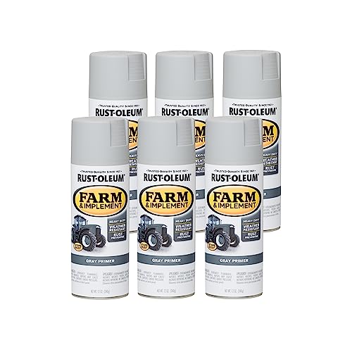 Image of Rust-Oleum 280146-6PK Farm & Implement Spray Primer 12 oz, Gray Primer, (Pack of 6)