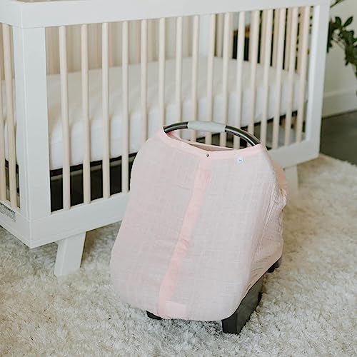 Little Unicorn 100% Cotton Muslin Car Seat Canopy | Super Soft Lightweight Cover With Window | Breathable | Magnetic Closure | Baby And Infant | Machine Washable | Shower Gift | Rose Petal #TOP5