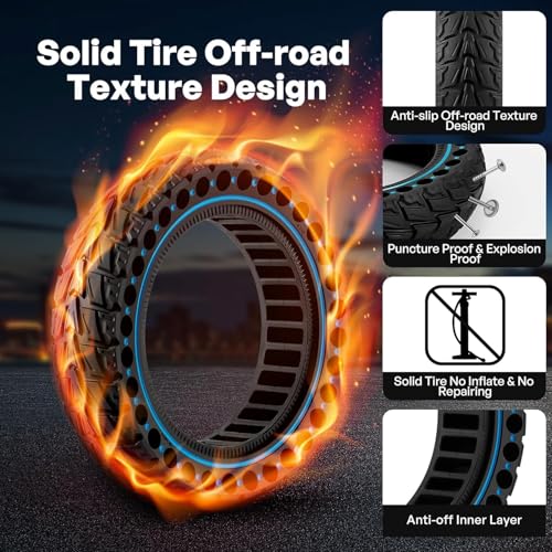 ThinkMRO 1PCS 10x2.5 inches Solid Tires for Electric Scooter, 60/70-6.5 Tire for Ninebot G30 /G30D /G30E /G30E /G30LP /G30D II /G30 Max, Tire Replacement for All 10 x 2.5'' Scooter Tires (Blue)