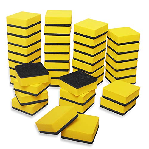 40 Pack Magnetic Whiteboard Dry Eraser Dry Erase Erasers Bulk Chalkboard Eraser Cleaner for Classroom, Office (2 x 2 inch, Yellow) image 5