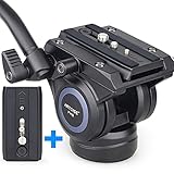 Video Fluid Head Heavy Duty Camera Tripod Fluid Drag Pan Head ARTCISE FH6 with Two 1/4' and 3/8' Screws Sliding Plates for DSLR Cameras, Camcorder, Monopod and Tripod,Max Load 22 Pounds/10kg