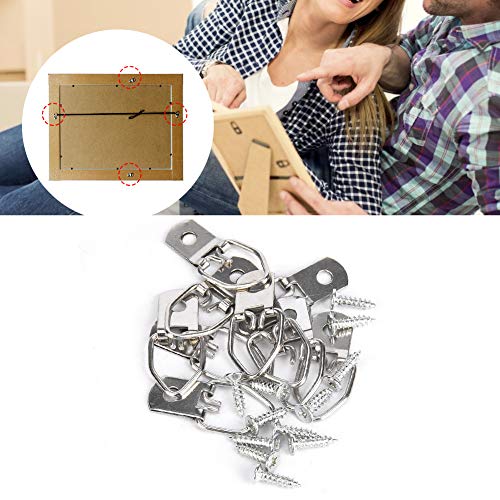 Image of 50 Sets Picture Hangers Kit with Screws, D Ring Picture Hangers Picture Frames Double Holes Clasp Picture Hanging Hardware Picture Hooks Picture Hang Solutions for Clock, Paintings (C)
