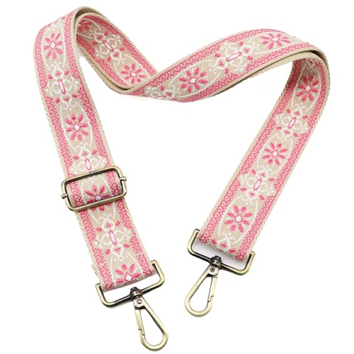 Image of LEMEDE Purse Strap Adjustable Replacement Crossbody Bag Strap Retro Jacquard Embroidery Shoulder Straps for Canvas Bag