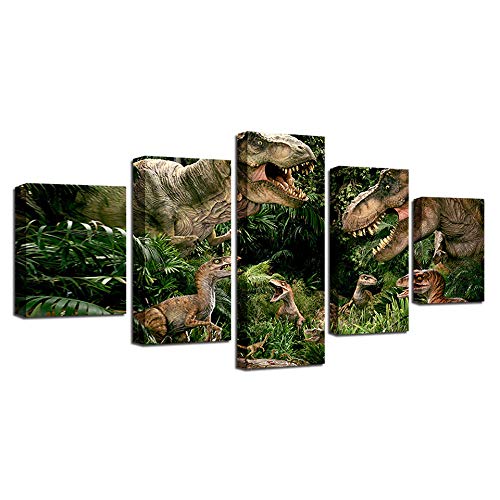 Impression sur toile 5 pièces dinosaure image moderne murale