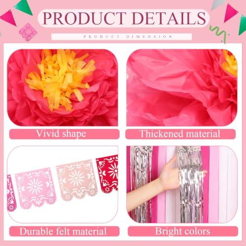 Image of Taobary 28 Pcs Mexican Paper Flower Party Decoration, Pink, Stylish