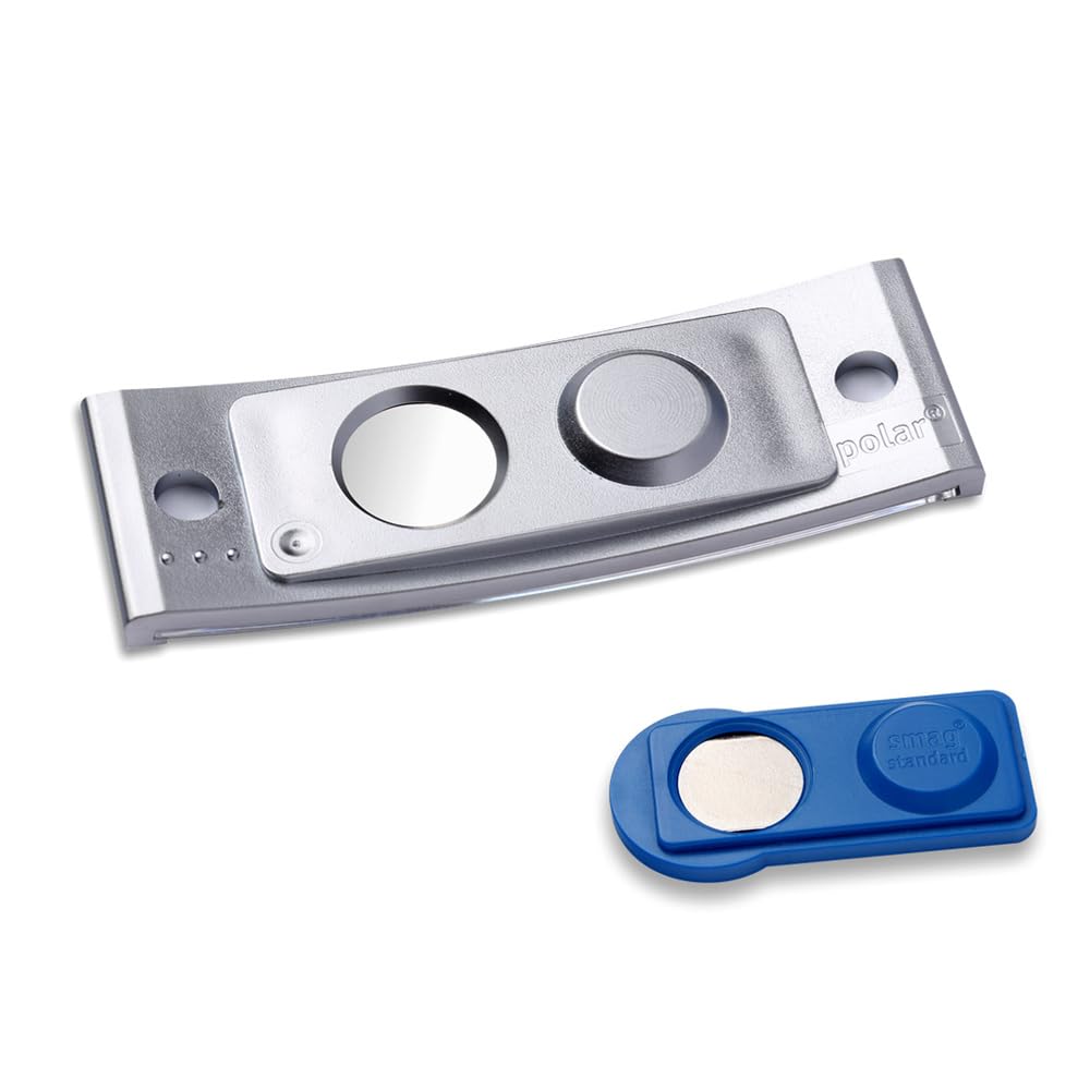 AVERY Zweckform polar20 Namensschilder 20 Stück (68x22mm, 20 Schilder mit Magnet, verdrehsicher, mit blanko Einsteckschildern zum Bedrucken, magnetische Namensschilder für Kleidung) edelstahl matt