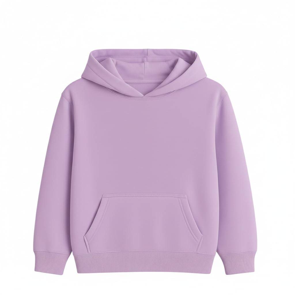 Classic Lavender Pullover Hoodie with Kangaroo Pocket, Casual Sweatshirt-image-0