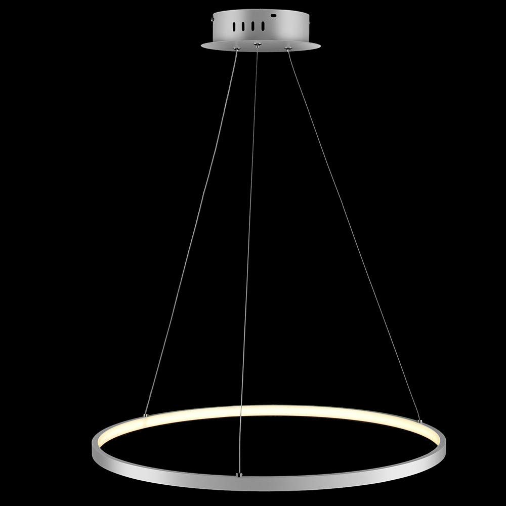 Circle LED Pendant Light Modern Metal Acrylic Suspended Chandelier Adjustable Island Hanging Lamp For Living Room Kitchen Bedroom,White+Stepless Dimming-20cm 13W
