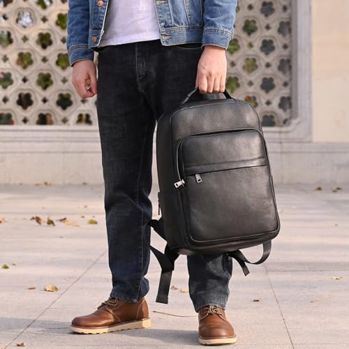 LUUFAN Genuine Leather Shoulder Bag Men Women Casual Backpack Slim Daypack Laptop Rucksack Business Travel Outdoor Bag - Image 3
