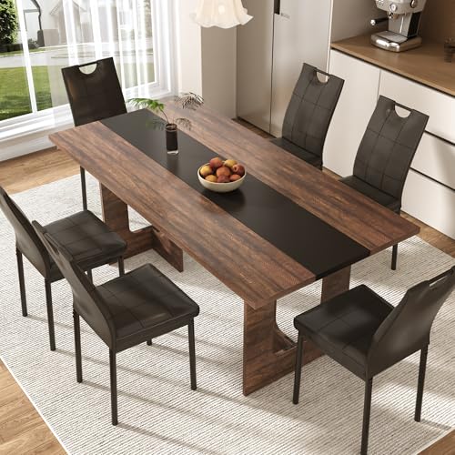 St.Mandyu 7 Pieces Dining Table & Chairs Set for 4-8 People, 71 Inch Kitchen Table with 6 Chairs,...