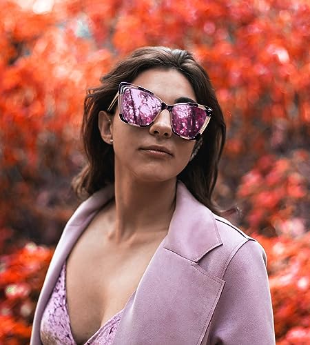 FEISEDY Trendy Polarized Women Sunglasses, Retro Womens Square Cat Eye Sun Glasses B41343