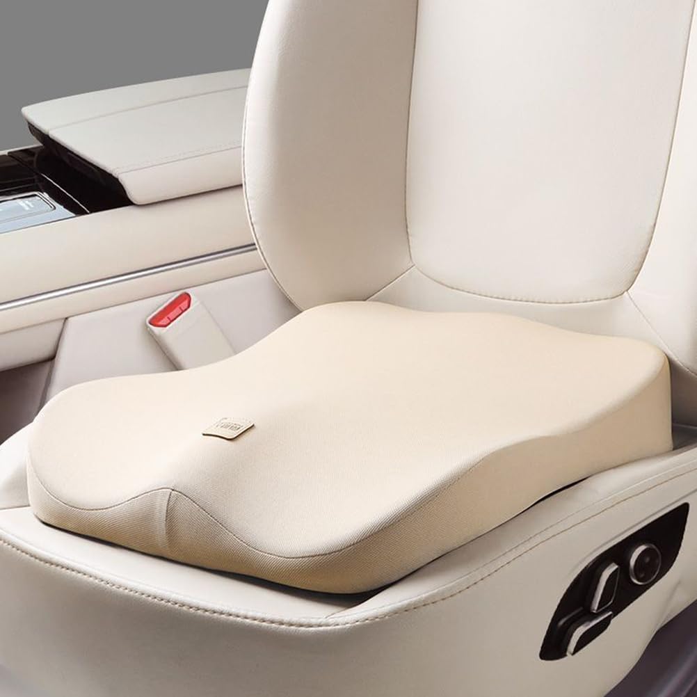 Prelgosp Beige Car Seat Cushion, Adult Booster Seat For Car, Breathable Memory Foam Car Seat Cushions For Driving, Car Booster Cushion For Driver, Home, Office Chair, Wheelchair,