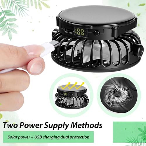 Image of Solar Fan Hat Men and Women Sun Visor Wide Brim Cooling Hat for Outdoor Summer Camping Beach Fishing, USB & Solar Powered