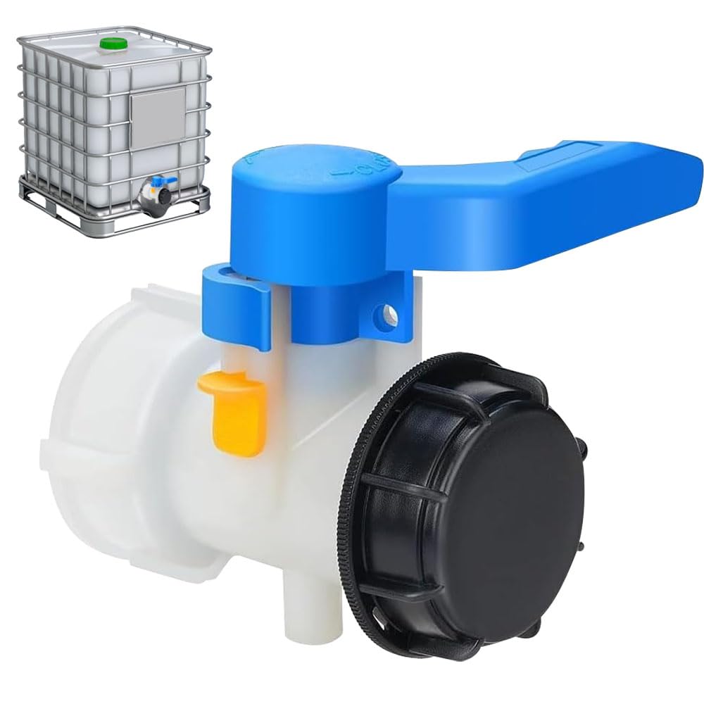 Uoimky IBC Adapter, IBC Tank Zubehör 62mm DN40 Wassertank Zubehör IBC Container Klappenhahn Absperrhahn Kugelhahn Auslaufhahn Klappenhahn für Regenwassertank, Regentonne