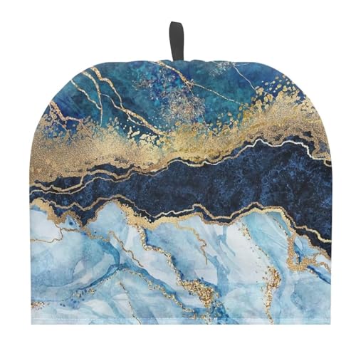 Nxidvxne Teapots Dust Cover Insulated 3D Printed Blue Marble Texture Pattern Tea Cozy for Teapot Tea Kettle Cover Breakfast Insulation Lid Warmer Tea Cosy Kitchen Blue