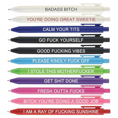 KeCee 11pcs Fuck Pens,Funny Adults Ballpoint Pen Set,Fun Swear Cuss