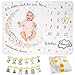 Baby Meilenstein Decke auf Deutsch | Im Set mit Foto Banner 1. Geburtstag | Monatsdecke Baby Junge & Mädchen Mond & Sterne | Neugeborenen-Geschenk für Mütter personalisiert, Unisex