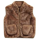 Cutoluca Infant Baby Boy Girl Clothes Sleeveless Fall Winter Plush Vest Pocket Kids Solid Zipper Out