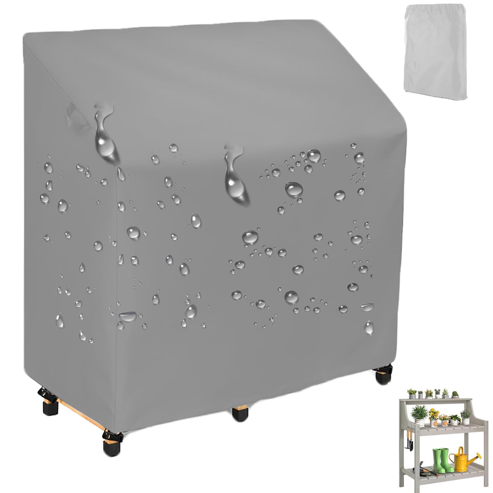 Crysterris Beige Potting Bench Cover,Waterproof Greenhouse Workbench Protection With Drawstring,420D Oxford Planting Germination Table Protective With Windproof Locks,Outdoor Pottin(Size:420d：115*51*122Cm,Color:beige)
