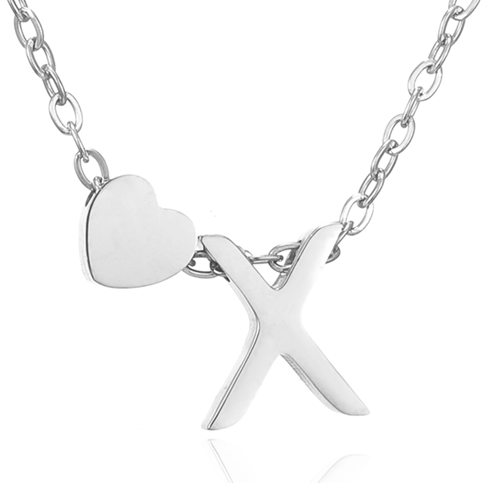 RWQIAN Herren Kette mit Buchstaben Anhänger Silber Edelstahl