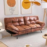 Hcore Futon Sets,Space Saving Sofa Sleeper Couches for Living Room Sofabed, Brown