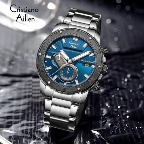 Image of Men's Analog Chronograph Watch for Men with Date Display, Luminous Hands, Water Resistant, Black Dial, Stainless Steel Strap, Casual & Formal Wrist Watch