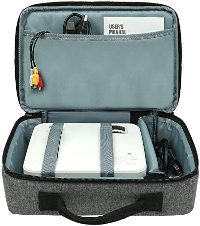 3 Stone T20 Mini Projector Travel Bag Carry Case, Portable Carrying Handbag, up to 23.7 x 17.3 x 9.8cm - Accessory Pockets Customisable Dividers- Compatible with More- Gray