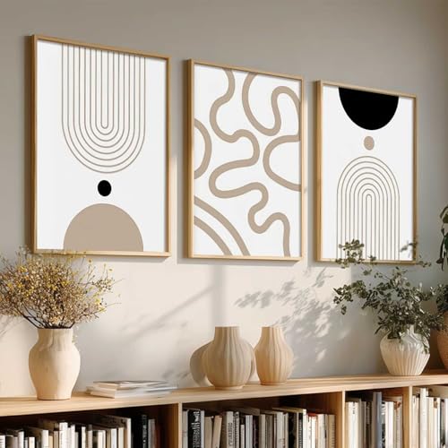 Image of kotart Boho Art Home Decoration Paintings With Frame For Living Room Bed Room Hotel Wall Decor Digital Reprint Set of 3 (13X17 inch)