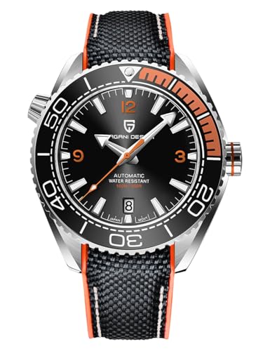 Pagani Design Men's Automatic Watch PD-1679 Ceramic Bezel Waterproof 100M Mechanical Watch Sapphire Glass Luminous Men's Watch(Orange)