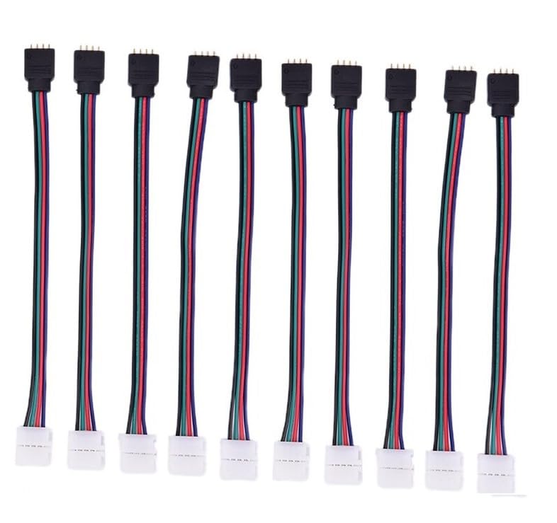 Western Gadget® 1/5/10Pcs 10mm 4 Pin Male RGB LED Strip PCB Adapter Cable for 5050 3528 LED Light Extension, Controller Connection, TV Backlight (10)
