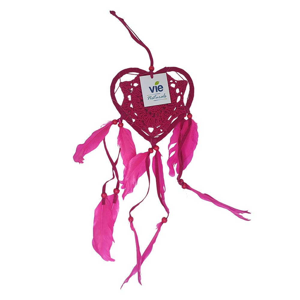 VIE Naturals Heart Shaped Dream Catcher, 12cm, Pink UK-VN0495-HEART-DREAMCAT-12CM-PK