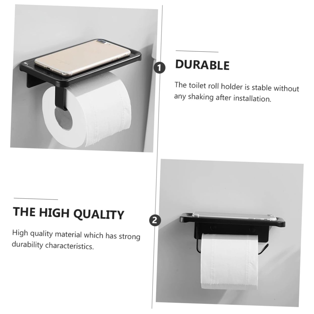 Operitacx 2 Piezas De Rollo Portarrollos sin Perforaciones Soporte de Papel higiénico con Almacenamiento Soporte de Papel higiénico en pie Sujetador de Papel Porta pañuelos