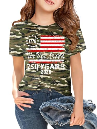 Image of CAZYCHILD Kids 250 Anniversary USA Shirts 250 Year American Flag Tshirt Boys and Girls Happy 250th Tee 4th of July Tops