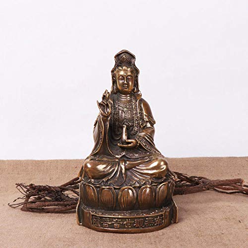 Bouddha statue Guanyin bronze, sculpture déco zen pour salon et coin méditation