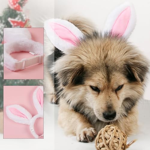 Diadema para perro con orejas de conejo grandes miniatura 4
